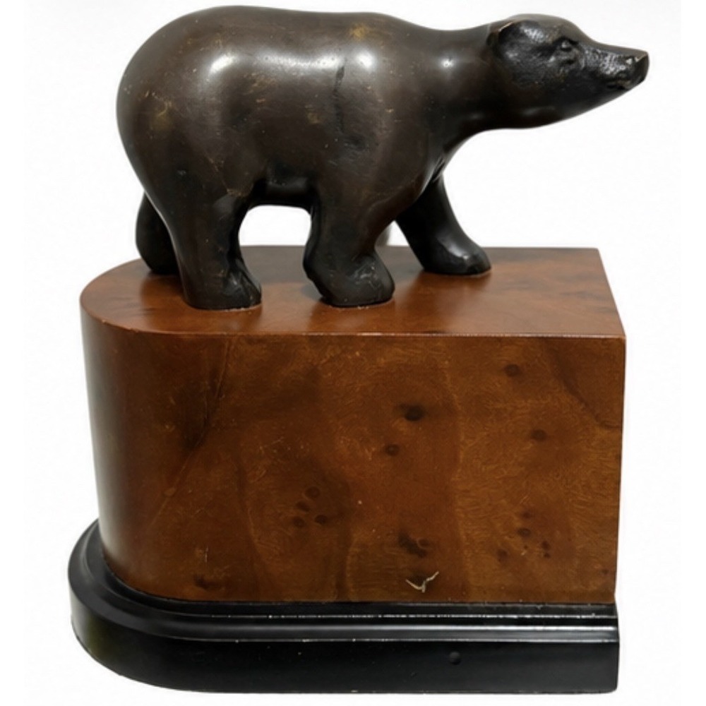 Vintage Wall Street  Bookend Financial Market Office Decor Bear Side